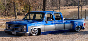 Justin Berry and his full custom 1985 Chevy Crew Cab C30 Dually